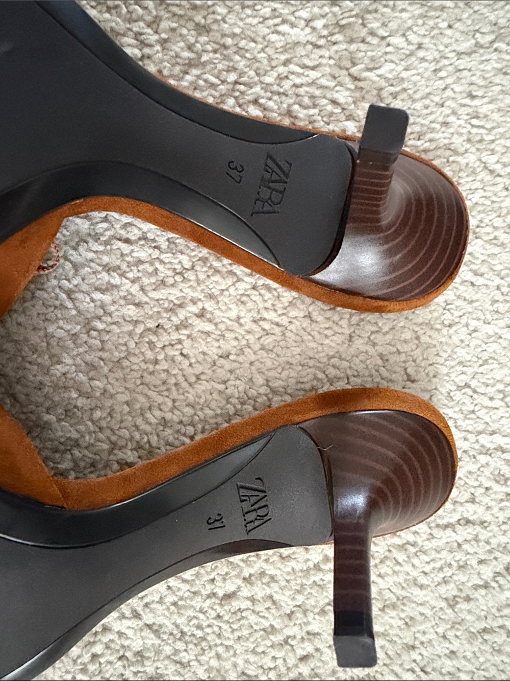 New!! Zara Brown Suede Slip-On Mid Heel Mules - Picture 4 of 6